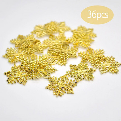 36Gb plastmasas zelta sudraba mirdzošs pulveris sniegpārsla Ziemassvētku rotājumi kulons Ziemassvētku eglīte dekoratīva piekārta sniegpārsla
