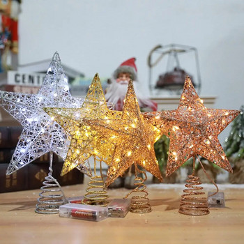 Коледно дърво Toppers Звезда LED светлинна лампа Коледна украса за дома Орнаменти за коледно дърво Navidad Нова година 2023 Natal Noel