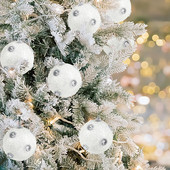 3db 8 cm-es karácsonyfadíszek fehér csillogó hab hógolyó karácsonyi függő medálok Navidad dekorációk otthonra újévre