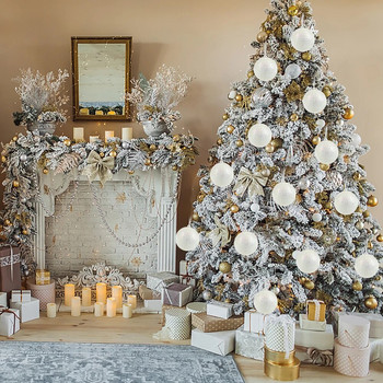 3τμχ 8cm Στολίδια Χριστουγεννιάτικου Δέντρου Λευκό Glitter Αφρός Χιονόμπαλα Χριστουγεννιάτικα Κρεμαστά Μενταγιόν Navidad Διακοσμητικά για το σπίτι Πρωτοχρονιά