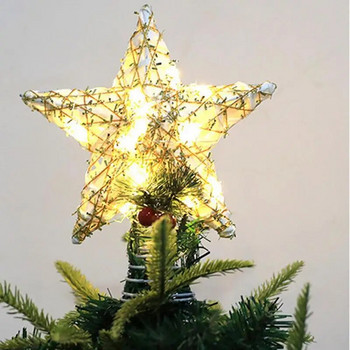 Коледно дърво Topper Коледна елха Звездна светлина Светеща звездна светлина с ковано желязо Коледна елха Горен декор Коледни консумативи