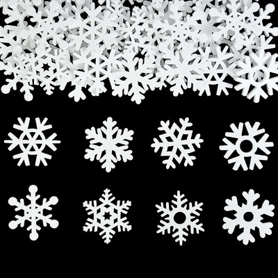 50gb 35mm jauktas formas koka baltas sniegpārslas Ziemassvētku dekors Ziemassvētku koka kuloni ornaments mājām Jaungada Ziemassvētku rotājumi