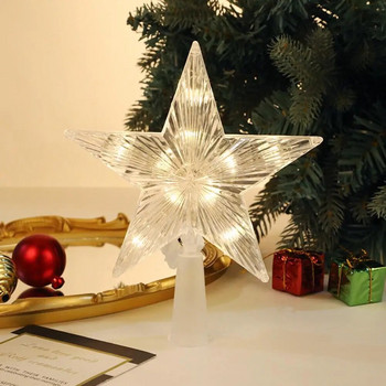 Орнаменти за коледно дърво Топ звезди LED светлинна лампа Коледни декорации за дома Коледни елхи Нова година 2023 Navidad Natal Noel