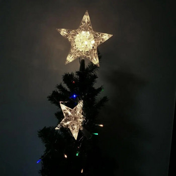 Орнаменти за коледно дърво Топ звезди LED светлинна лампа Коледни декорации за дома Коледни елхи Нова година 2023 Navidad Natal Noel