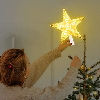 Xmas Star LED Night Light Χριστουγεννιάτικο Δέντρο Κορυφαίο Φωτιστικό Πεντάκτινο Αστέρι για Διακοσμητικά Γιρλάντας Νεράιδας Εξωτερικού Γάμου Γάμου 17x18cm