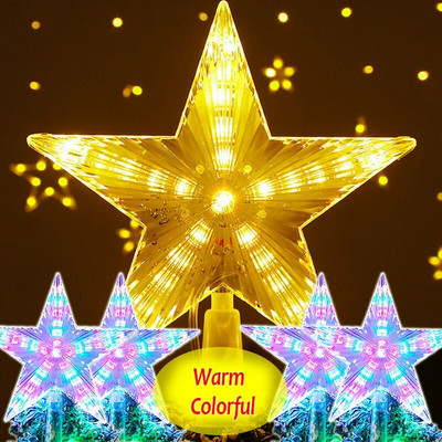 Xmas Star LED Night Light Χριστουγεννιάτικο Δέντρο Κορυφαίο Φωτιστικό Πεντάκτινο Αστέρι για Διακοσμητικά Γιρλάντας Νεράιδας Εξωτερικού Γάμου Γάμου 17x18cm