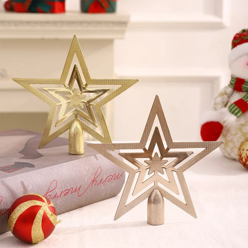 Vrh božićnog drvca Zlatna zvijezda Pentagram Ukras na krošnji Klasično Božićno vjenčanje Nova godina DIY ukrasi za zabavu za kućni ured
