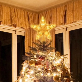 20/15 см Коледна елха Звезда Топпер LED светлина Navidad Петлъчева звезда Лампа Висулки Коледна украса за дома Нова година 2023 Ноел