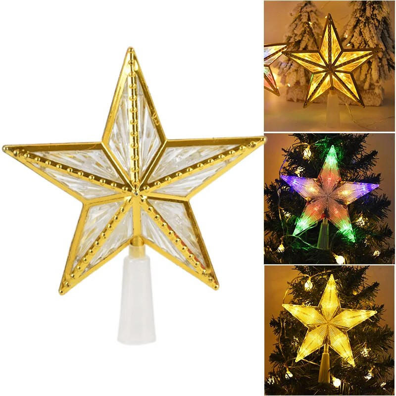 20/15 cm božićno drvce Zvjezdica na vrhu LED svjetla Navidad Petokraka zvijezda Lampa Privjesci Božićni ukrasi za dom Nova godina 2023 Noel