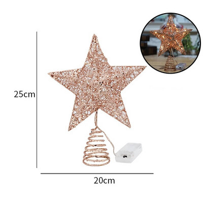 25/20 cm Zvaigžņu gaismā kvēlojošs koka galotnes dekors, LED ornaments Ziemassvētku eglītes galotnes Ziemassvētku rotājumi 2023. gada Navidad Jaungada dāvana