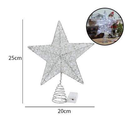 25/20 cm Zvaigžņu gaismā kvēlojošs koka galotnes dekors, LED ornaments Ziemassvētku eglītes galotnes Ziemassvētku rotājumi 2023. gada Navidad Jaungada dāvana