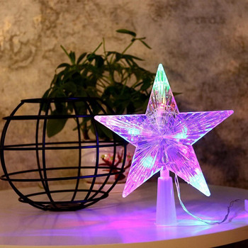 Коледна звезда LED светлина 15CM Декорация на върховете на дървото Петлъчеви звезди Орнаменти Домашно семейство Коледно дърво Toppers Коледа 2023 г.