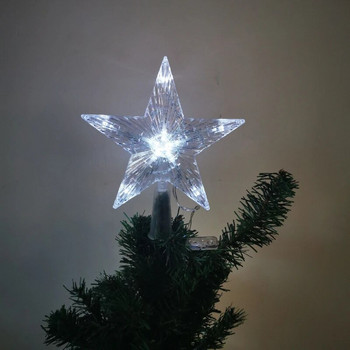 Коледна звезда LED светлина 15CM Декорация на върховете на дървото Петлъчеви звезди Орнаменти Домашно семейство Коледно дърво Toppers Коледа 2023 г.