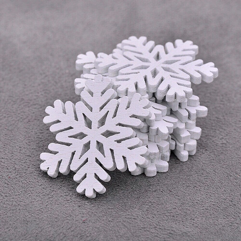 20tk/komplekt 22mm valge segakujuline puidust lumehelbed jõuluehted jõulupuu ripatsid uusaasta kaunistused kodukaunistuseks