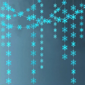 Royal Blue Little Snowflake Garland Winter Wonderland Party Decorations Christmas Hanging Snowflake Banner Xmas Party Supplies