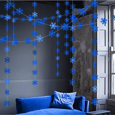 Royal Blue Little Snowflake Garland Winter Wonderland Party Decorations Коледни висящи банери със снежинки Коледни парти консумативи