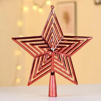 Star Tree Topper Коледна елха Topper петолъчка блестяща звезда висулка Орнамент Коледна украса за домашно коледно дърво
