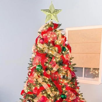 Star Tree Topper Коледна елха Topper петолъчка блестяща звезда висулка Орнамент Коледна украса за домашно коледно дърво