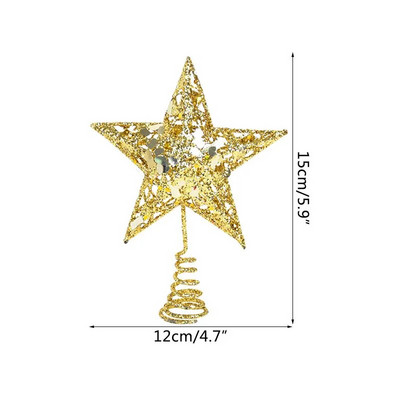 Zlatni svjetlucavi vrh božićnog drvca Željezna zvijezda Božićni ukrasi za dom Božićni ukrasi za drvce Navidad Nova godina 2023. Natal Noel