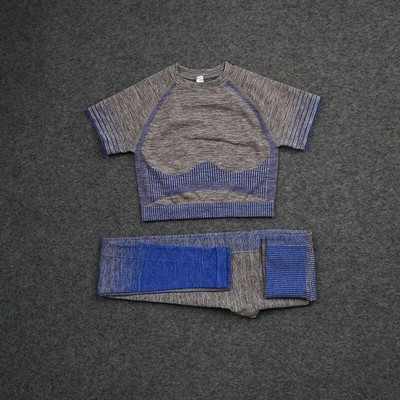 2Psc Yoga set Žensko sportsko odijelo za fitness Bešavne tajice Ženska skraćena majica Push up tajice s visokim strukom Sportska odjeća Sportska majica za teretanu