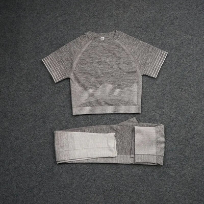 2Psc Yoga set Žensko sportsko odijelo za fitness Bešavne tajice Ženska skraćena majica Push up tajice s visokim strukom Sportska odjeća Sportska majica za teretanu