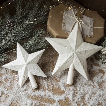 Glitter White Star Top Χριστουγεννιάτικα στολίδια, Χαρούμενα Χριστουγεννιάτικα Διακοσμητικά για το Σπίτι, Χριστουγεννιάτικο Δέντρο, Δώρο Πρωτοχρονιάς, 1 τεμ.