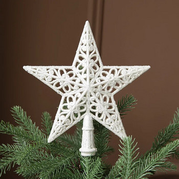 Орнаменти за коледно дърво с бляскава бяла звезда, Весела коледна украса за дома, Коледно дърво, Новогодишен подарък, 1 бр.