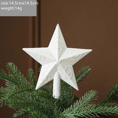 Svjetlucavi ukrasi za božićno drvce s bijelom zvijezdom, sretni božićni ukrasi za dom, božićno drvce, novogodišnji poklon, 1kom