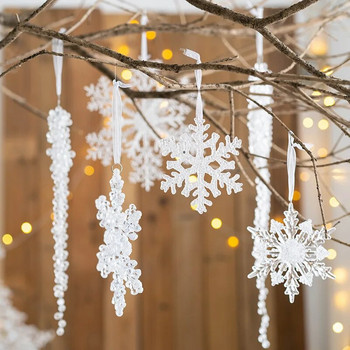 2023 Χριστουγεννιάτικο νιφάδα χιονιού Χριστουγεννιάτικο δέντρο Snowflake Ακρυλικό Διαφανές Snowflake Χρυσό Snowflake Διακόσμηση παραθύρου