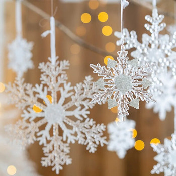 2023 Χριστουγεννιάτικο νιφάδα χιονιού Χριστουγεννιάτικο δέντρο Snowflake Ακρυλικό Διαφανές Snowflake Χρυσό Snowflake Διακόσμηση παραθύρου
