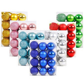 24 KOM. 3 CM božićna kuglica svijetlo mat svjetlucava 3 stila plastične kuglice ukrasi božićno drvce viseći ukras privjesak kućne potrepštine