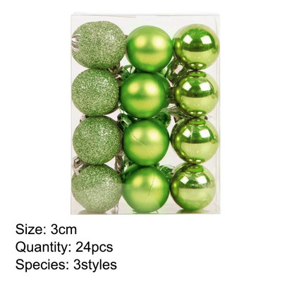 24 KOM. 3 CM božićna kuglica svijetlo mat svjetlucava 3 stila plastične kuglice ukrasi božićno drvce viseći ukras privjesak kućne potrepštine