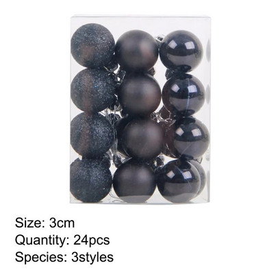 24 KOM. 3 CM božićna kuglica svijetlo mat svjetlucava 3 stila plastične kuglice ukrasi božićno drvce viseći ukras privjesak kućne potrepštine