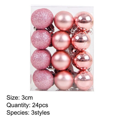 24 KOM. 3 CM božićna kuglica svijetlo mat svjetlucava 3 stila plastične kuglice ukrasi božićno drvce viseći ukras privjesak kućne potrepštine