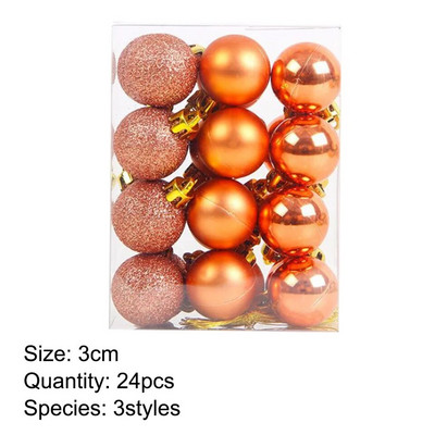 24 KOM. 3 CM božićna kuglica svijetlo mat svjetlucava 3 stila plastične kuglice ukrasi božićno drvce viseći ukras privjesak kućne potrepštine