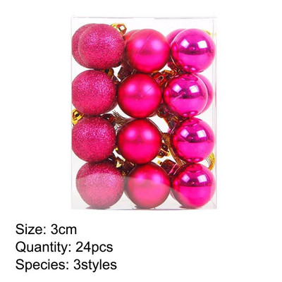 24 KOM. 3 CM božićna kuglica svijetlo mat svjetlucava 3 stila plastične kuglice ukrasi božićno drvce viseći ukras privjesak kućne potrepštine