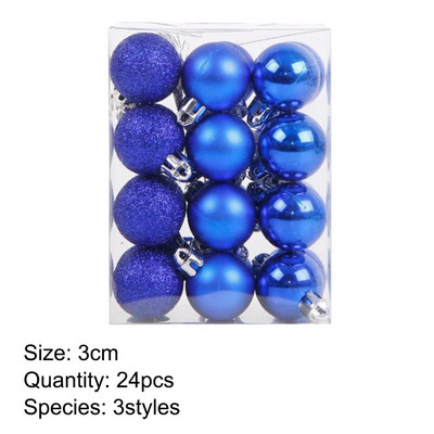 24 KOM. 3 CM božićna kuglica svijetlo mat svjetlucava 3 stila plastične kuglice ukrasi božićno drvce viseći ukras privjesak kućne potrepštine