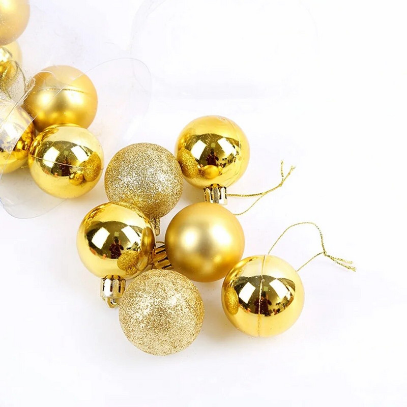 24 KOM. 3 CM božićna kuglica svijetlo mat svjetlucava 3 stila plastične kuglice ukrasi božićno drvce viseći ukras privjesak kućne potrepštine