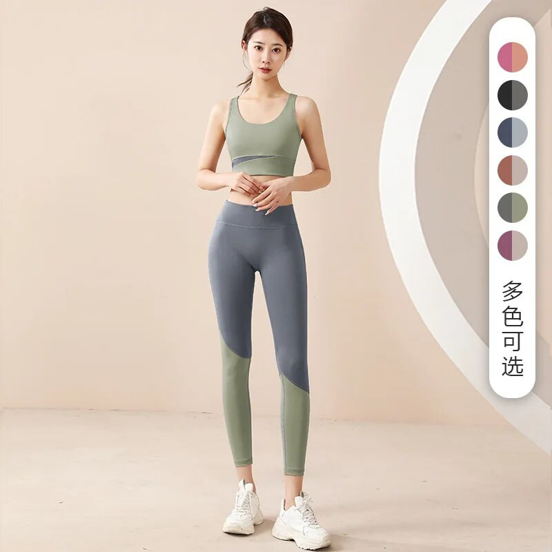 2023-as nyári sport szett Jóga viselet Női öltöny fitneszhez 2 részes felszerelés Sport melltartó női leggings Push Up ruházat sportruházat