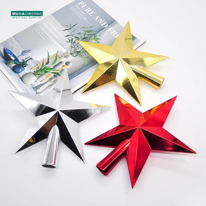 20 cm Kalėdų eglutė Top Žvaigždžių papuošimai Blizgučiai Auksiniai Sidabriniai Blizgantys Auksiniai Pudros Žvaigždė namams Gimimo Naujųjų Metų papuošalai Arrangemen