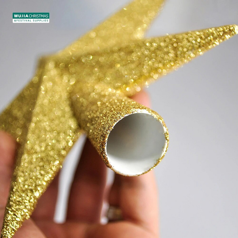 20 cm Kalėdų eglutė Top Žvaigždžių papuošimai Blizgučiai Auksiniai Sidabriniai Blizgantys Auksiniai Pudros Žvaigždė namams Gimimo Naujųjų Metų papuošalai Arrangemen