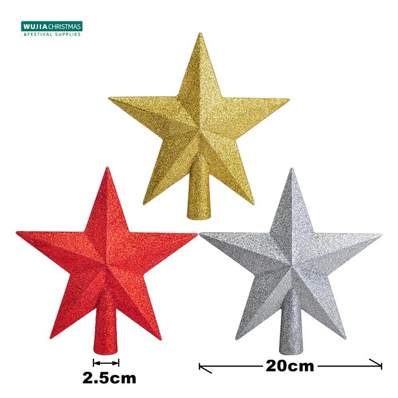 20 cm Kalėdų eglutė Top Žvaigždžių papuošimai Blizgučiai Auksiniai Sidabriniai Blizgantys Auksiniai Pudros Žvaigždė namams Gimimo Naujųjų Metų papuošalai Arrangemen