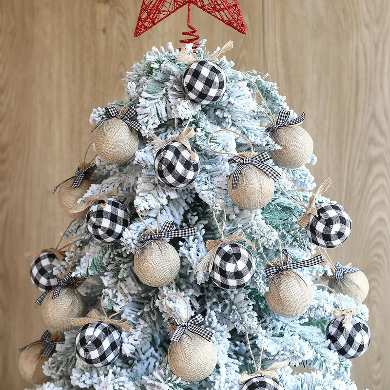 3 kom/set 6 cm božićne kuglice rešetkaste oslikane kuglice Božićna zabava Viseća kuglica Ukrasni privjesak Novogodišnja Navidad dekoracija 2024.