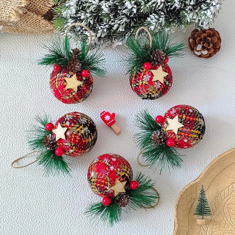 3 kom/set 6 cm božićne kuglice rešetkaste oslikane kuglice Božićna zabava Viseća kuglica Ukrasni privjesak Novogodišnja Navidad dekoracija 2024.