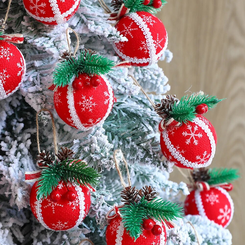 3 kom/set 6 cm božićne kuglice rešetkaste oslikane kuglice Božićna zabava Viseća kuglica Ukrasni privjesak Novogodišnja Navidad dekoracija 2024.
