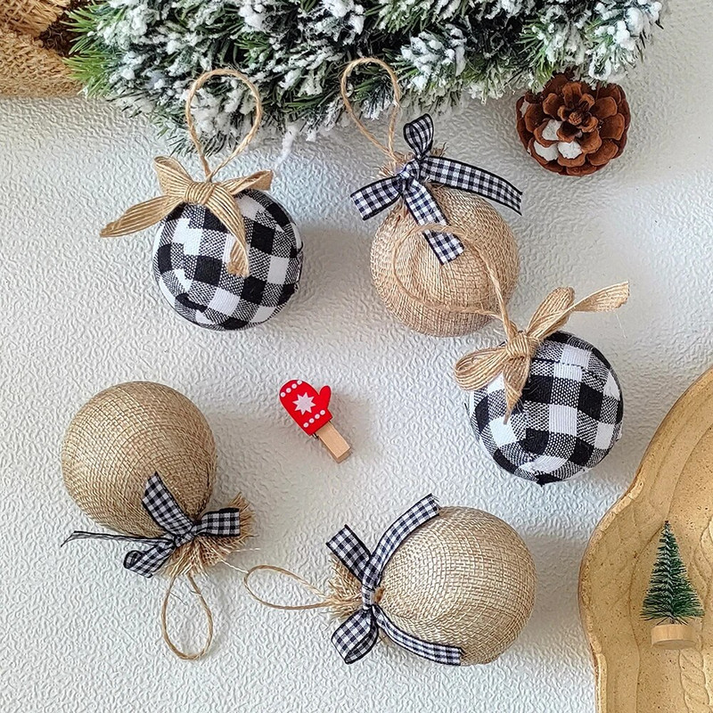 3 kom/set 6 cm božićne kuglice rešetkaste oslikane kuglice Božićna zabava Viseća kuglica Ukrasni privjesak Novogodišnja Navidad dekoracija 2024.