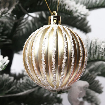 6 см Коледна украса 2022 г. Блестяща ръчно рисувана коледна топка Висулка Пластмасова украса за коледно дърво Начало Нова година Ноел Навидад