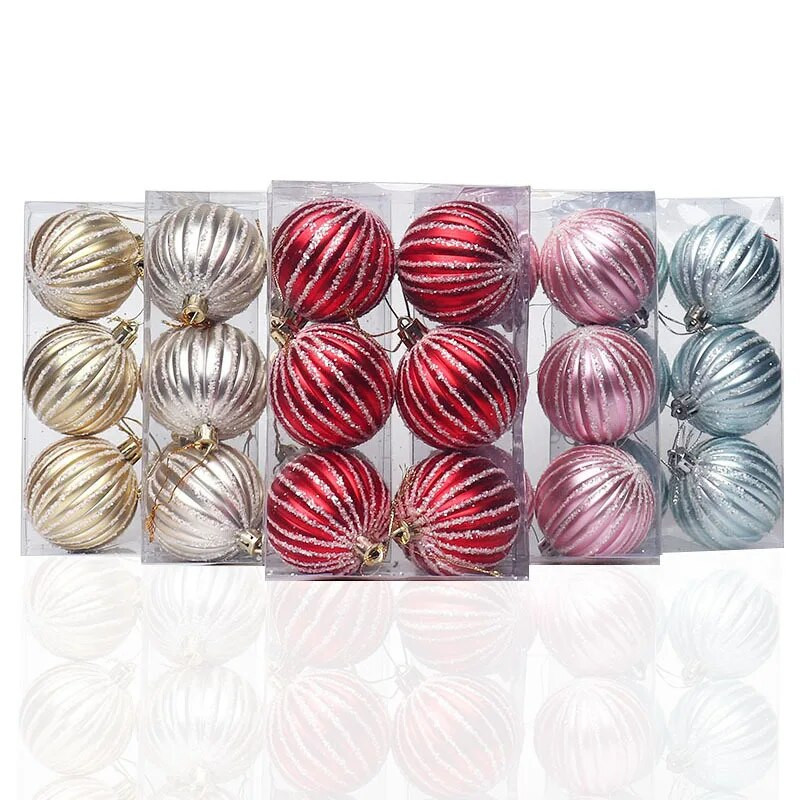 Božićni ukrasi od 6 cm 2022. Svjetlucava ručno oslikana božićna kuglica, privjesak, plastični ukras za božićno drvce, kućna Nova godina Noel Navidad