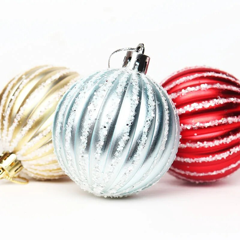 Božićni ukrasi od 6 cm 2022. Svjetlucava ručno oslikana božićna kuglica, privjesak, plastični ukras za božićno drvce, kućna Nova godina Noel Navidad