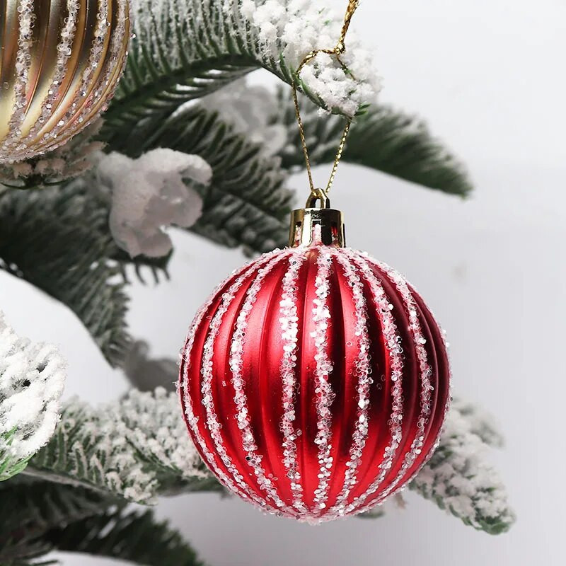 Božićni ukrasi od 6 cm 2022. Svjetlucava ručno oslikana božićna kuglica, privjesak, plastični ukras za božićno drvce, kućna Nova godina Noel Navidad